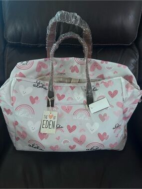 The Eden in Love “Be the Aloha” Pink Heart and rainbow Print Weekender Bag